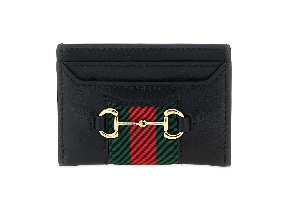 GUCCI Women's 'Web Horsebit Gucci' Card Holder "Black"