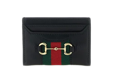 GUCCI Women's 'Web Horsebit Gucci' Card Holder "Black"