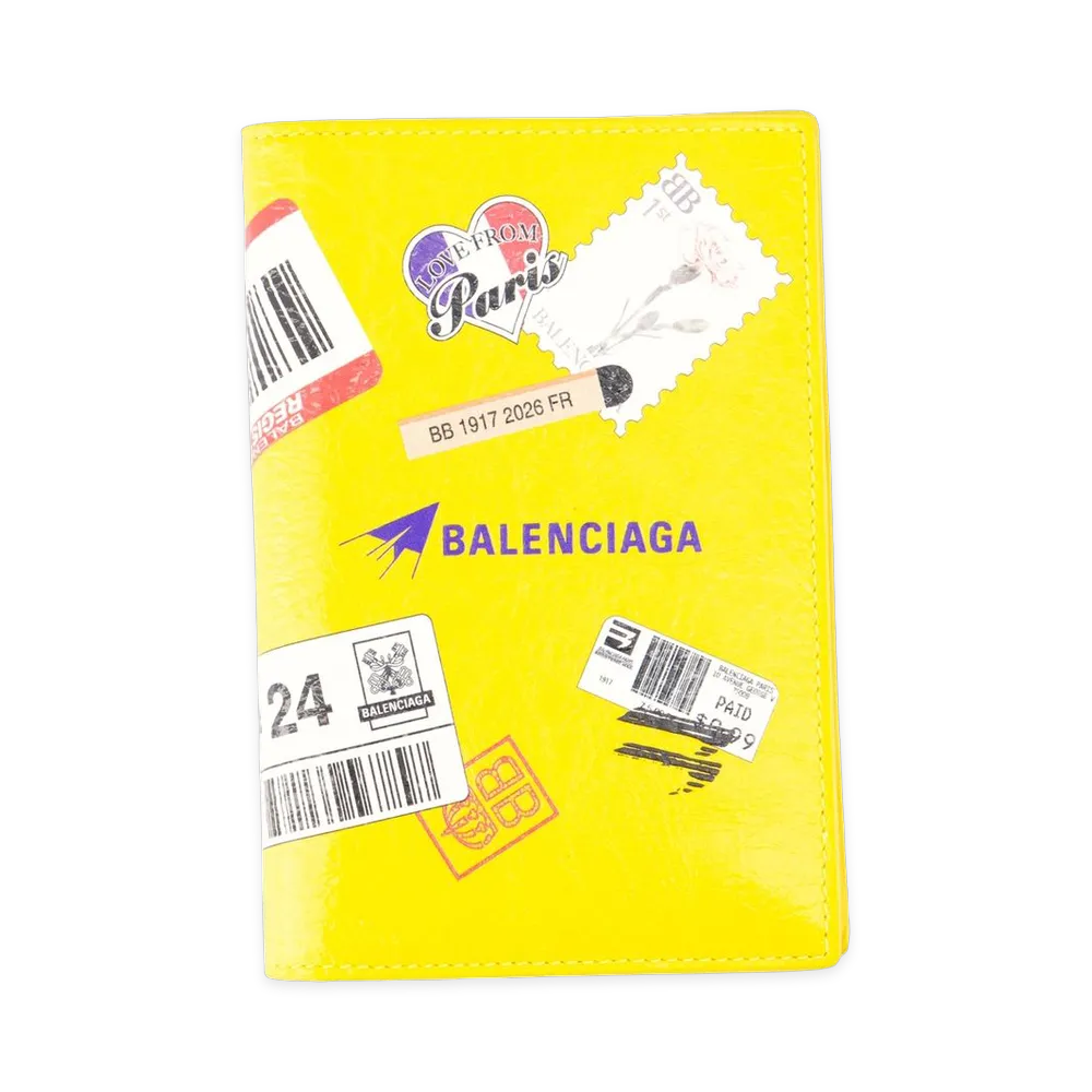 BALENCIAGA Cash Passport Holder Leather "Yellow"