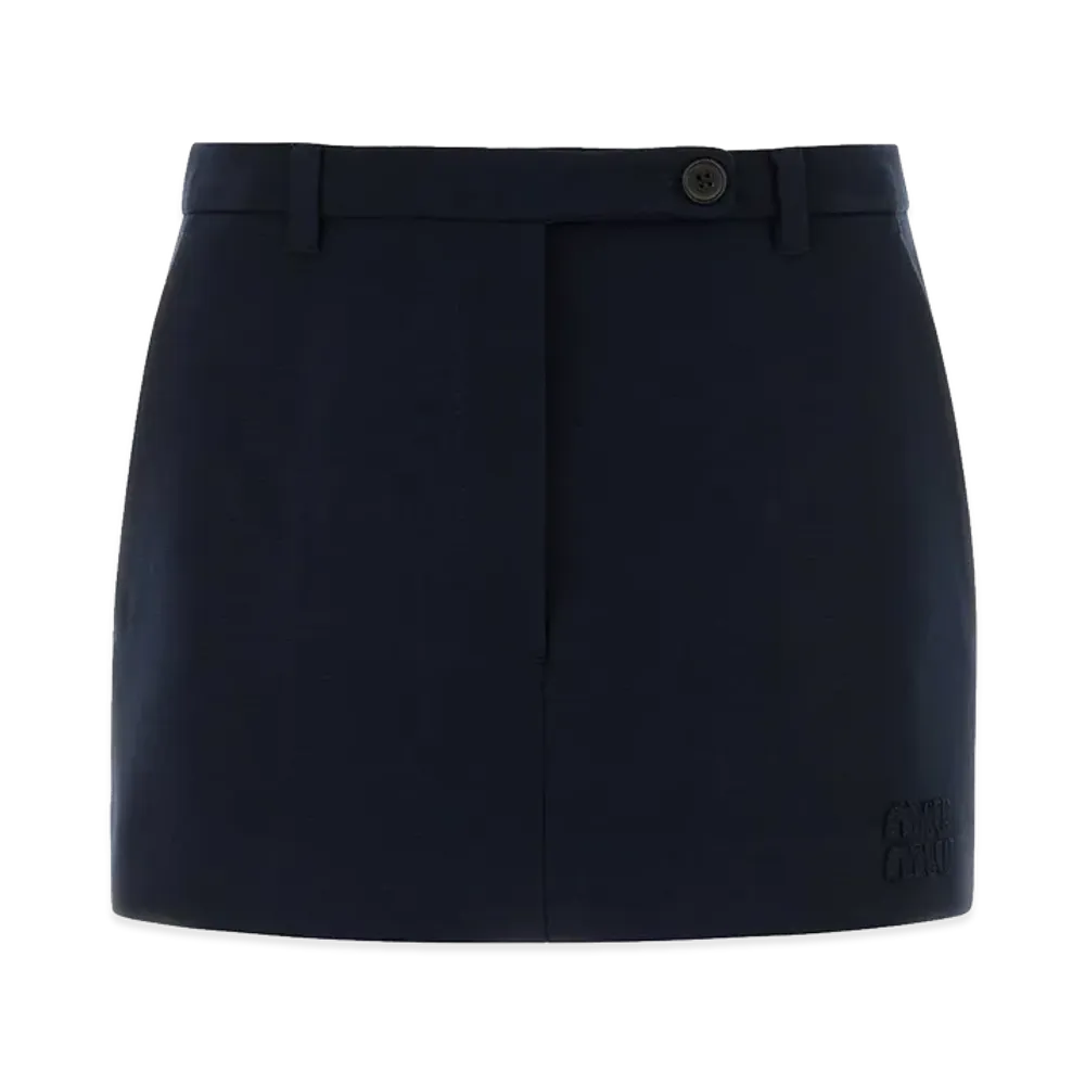 MIU MIU Women's Stretch Jersey Mini Skirt "Blue/Navy"