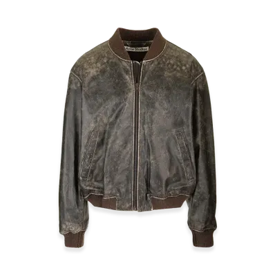 Acne Studios Leather Bomber Jacket "Black"