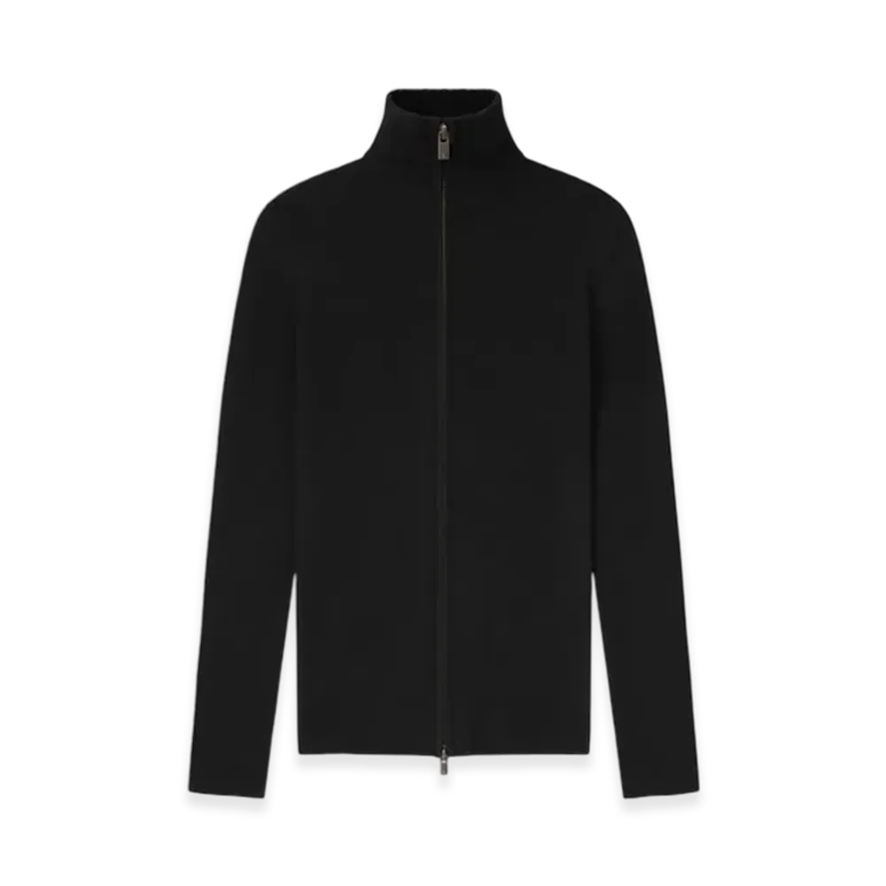FEAR OF GOD ESSENTIALS Women's Rib Knit Zip-Up Jacket "Jet Black"