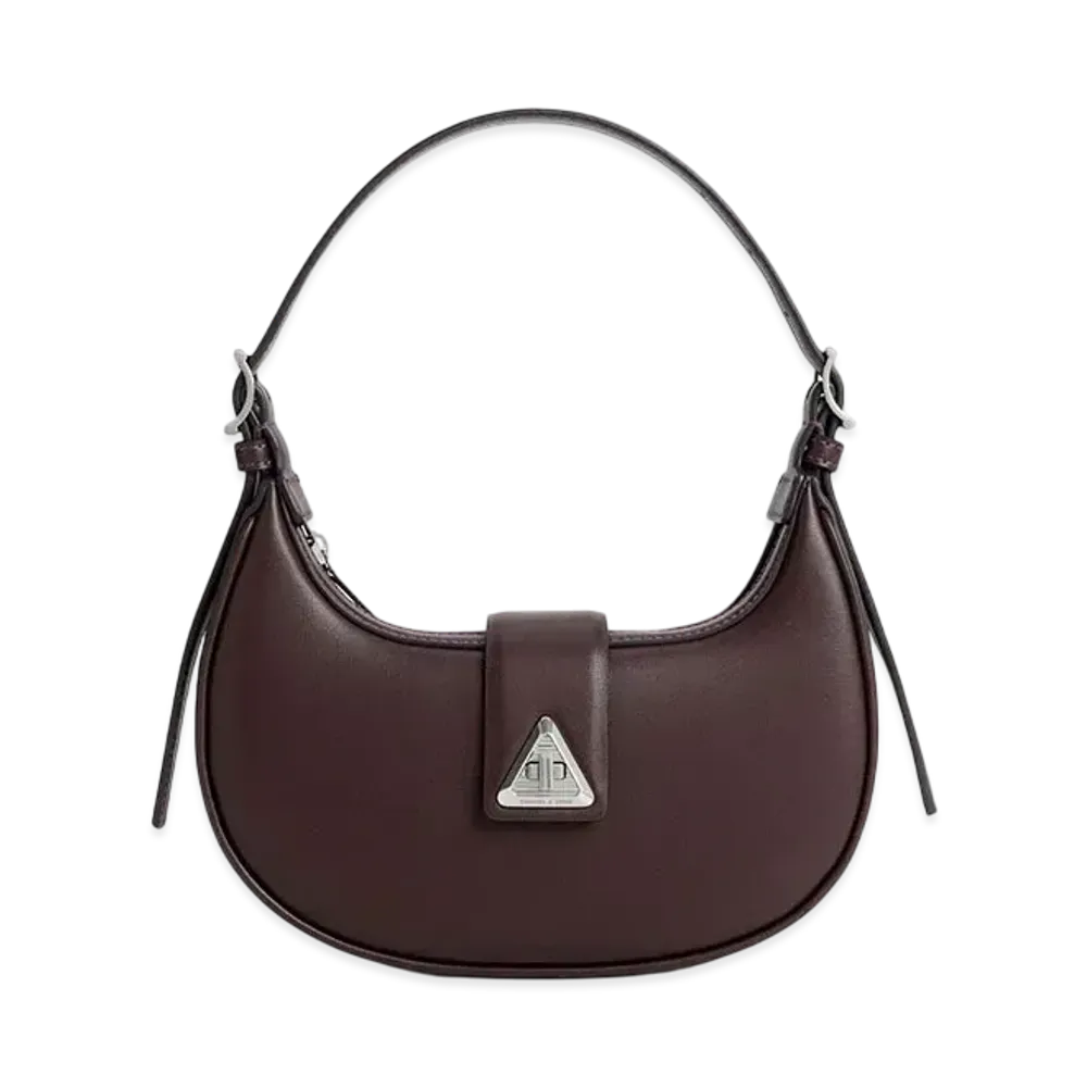 CHARLES & KEITH Triangle Buckle Belt Shoulder Bag "Plum"