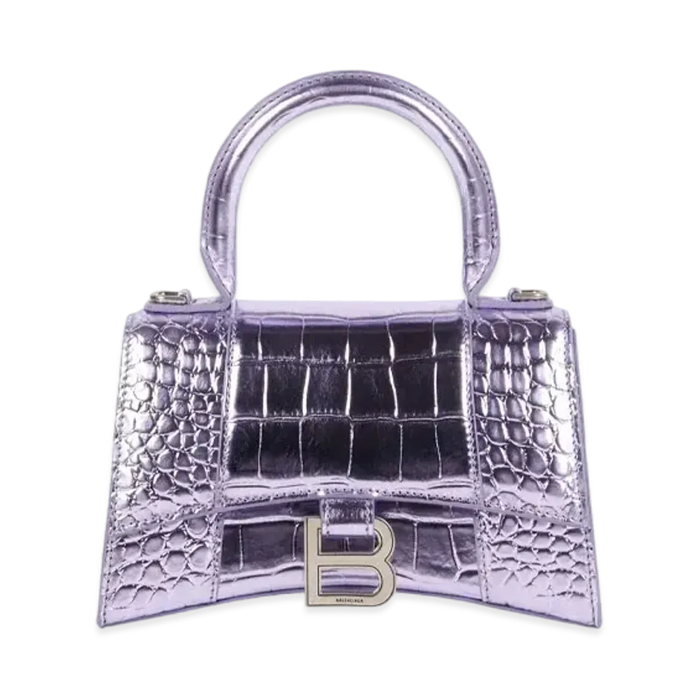 BALENCIAGA Women's Hourglass XS Top Handle Bag "Purple"