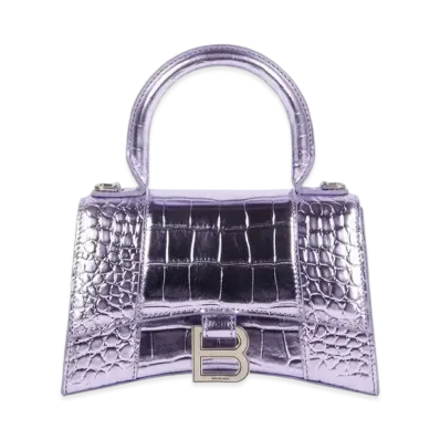 BALENCIAGA Women's Hourglass XS Top Handle Bag "Purple"