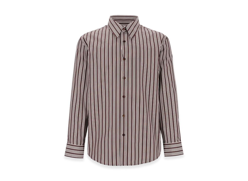 Saint Laurent Striped Cotton Poplin Shirt "Brown"