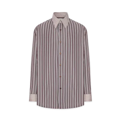Saint Laurent Winchester Striped Cotton Poplin Shirt "Brown"