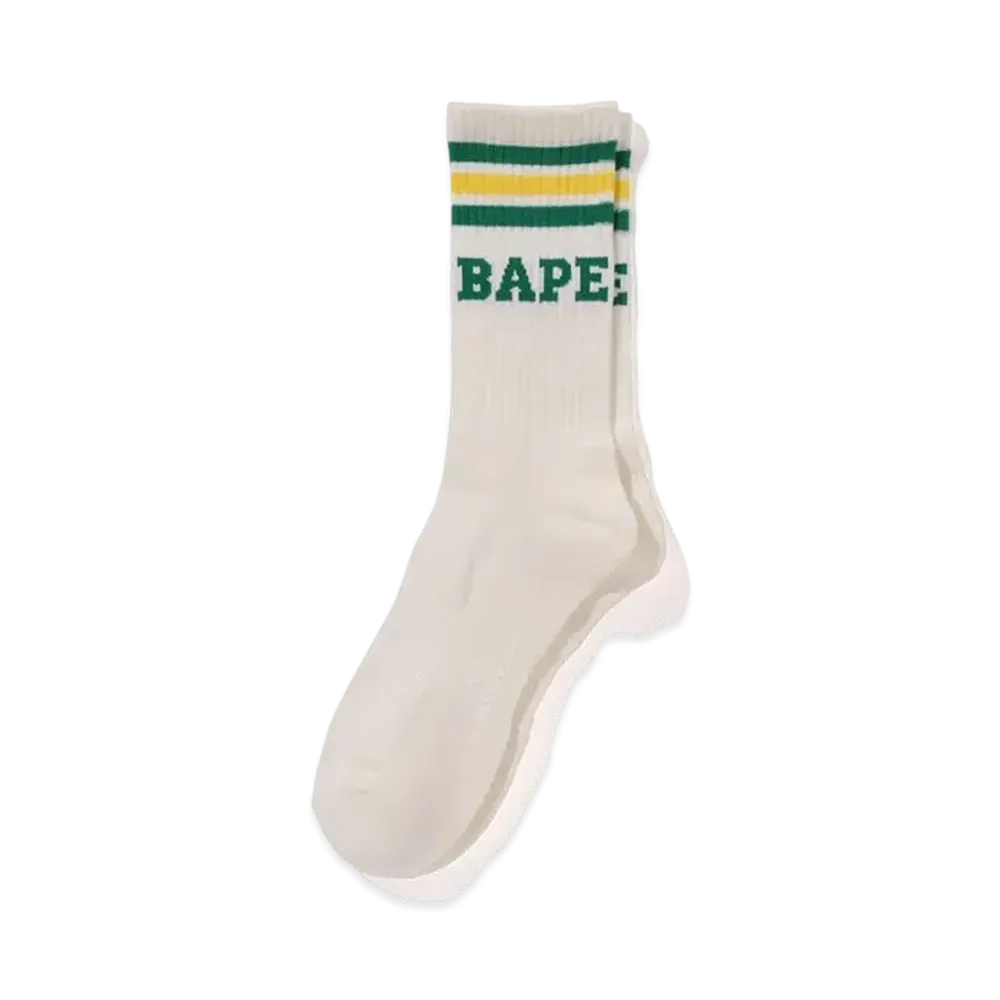 A BATHING APE Bape Stripe Socks "Green/Yellow"