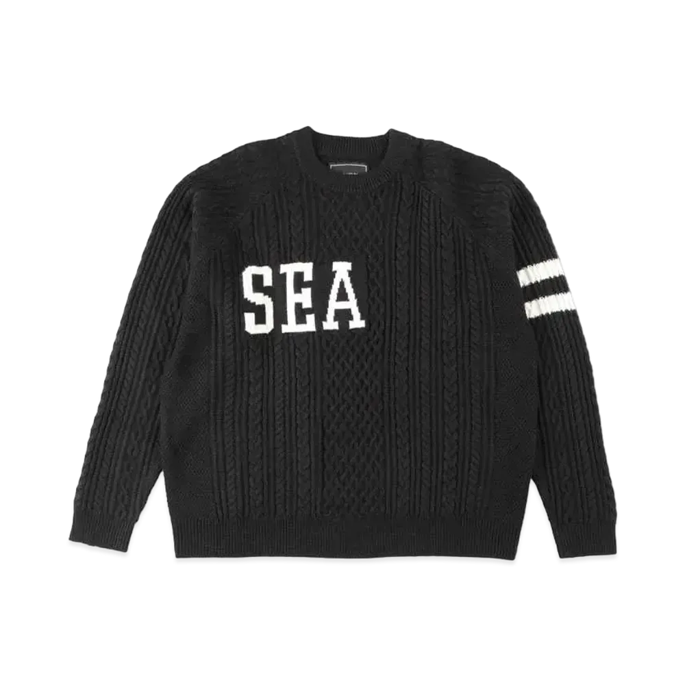 WIND AND SEA A Hoop Cable Pullover "Black"