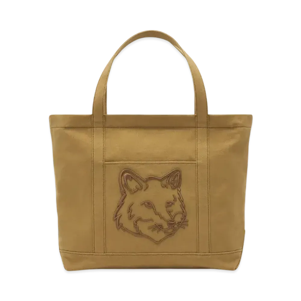 Maison Kitsune Fox Head Large Tote "Chesnut"