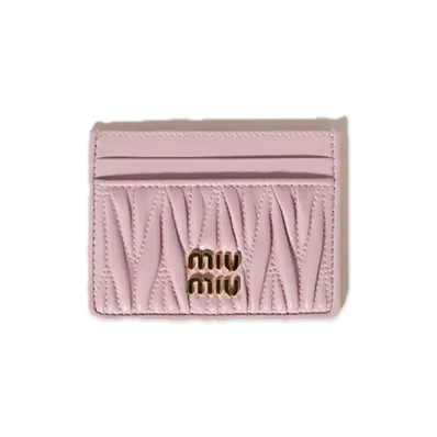 MIU MIU Matelasse Leather Card Case "Pink"