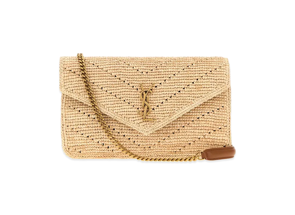 Saint Laurent Women's Raffia Loulou Shoulder Bag "Beige/Tan"