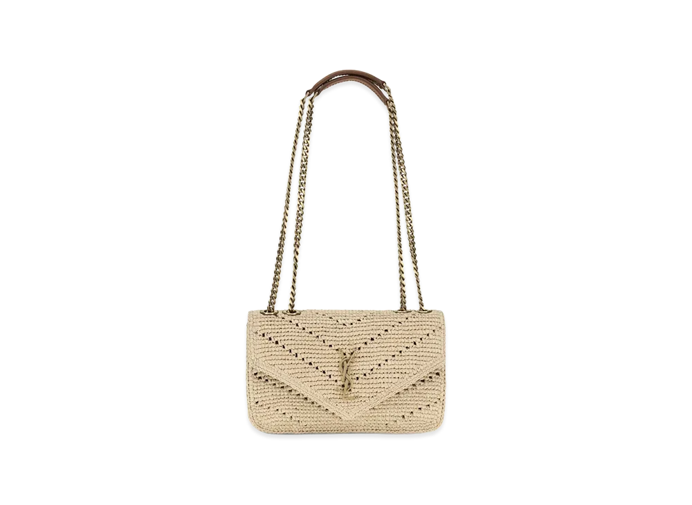 Saint Laurent Women's Crochet Raffia Chain Bag "Beige"