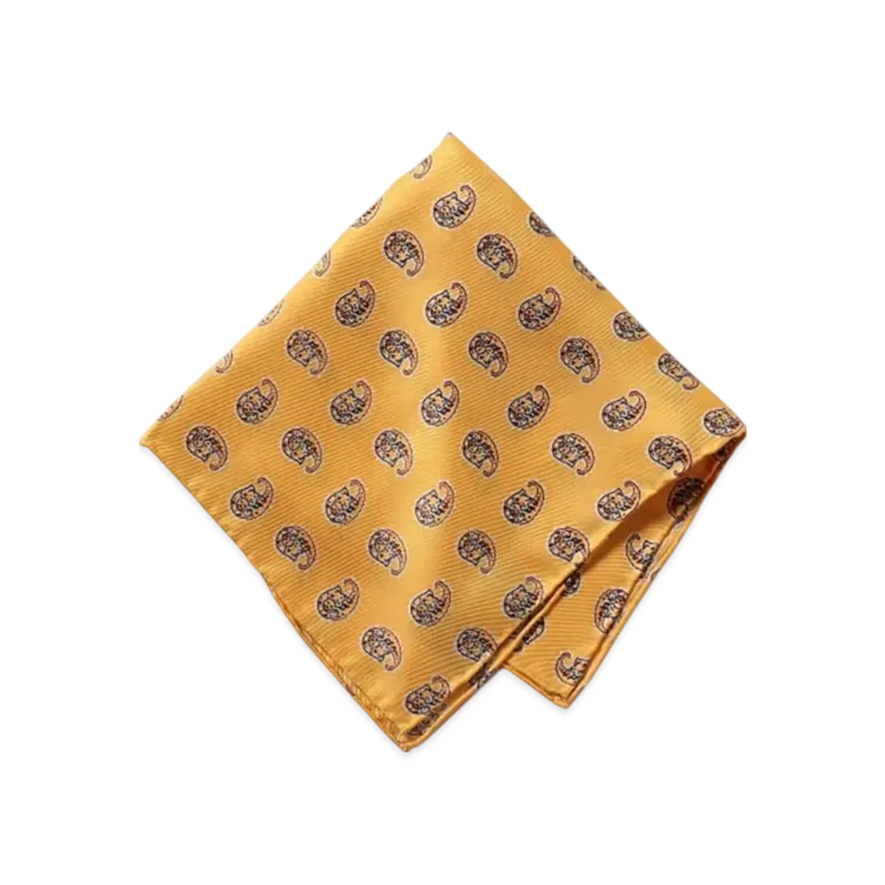 BEAMS Big Paisley Print Silk Handkerchief "Yellow"