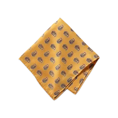 BEAMS Big Paisley Print Silk Handkerchief "Yellow"