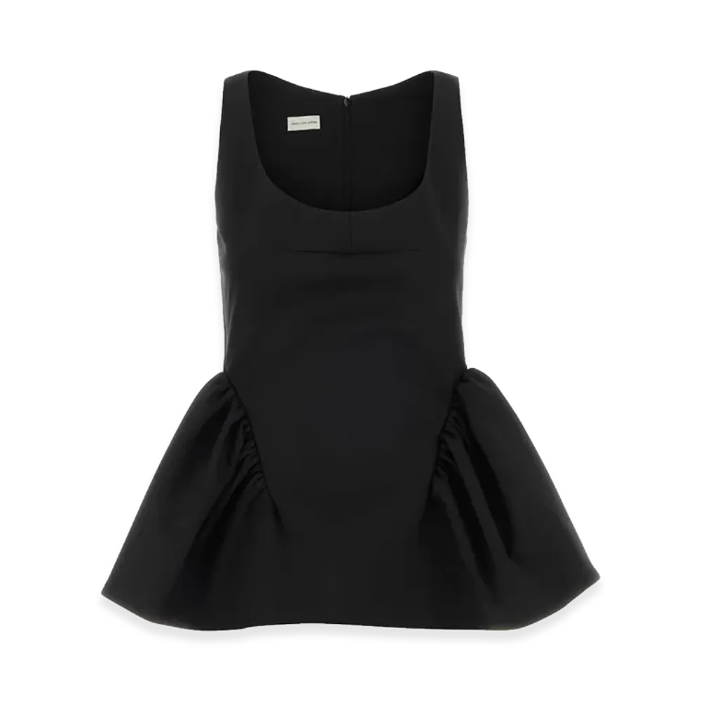 DRIES VAN NOTEN Women's Stretch Gabardine Top "Black"