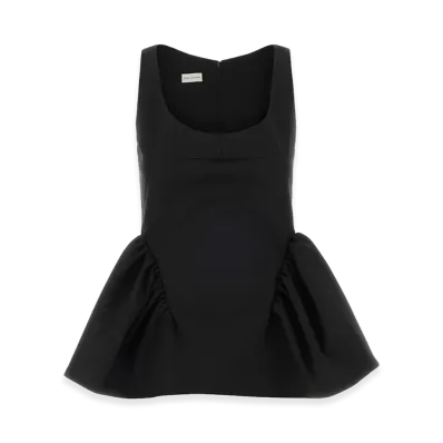 DRIES VAN NOTEN Women's Stretch Gabardine Top "Black"