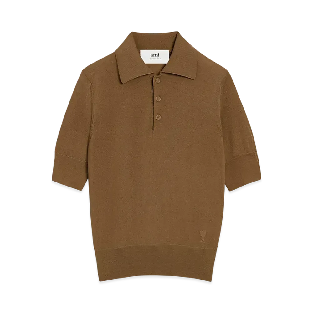 AMI PARIS Ami De Coeur Cotton Polo "Hazelnut"