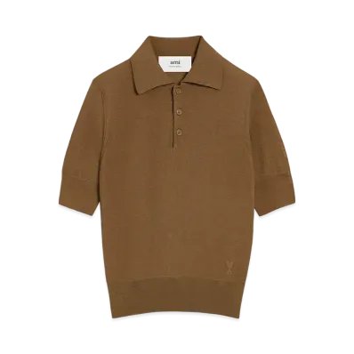 AMI PARIS Ami De Coeur Cotton Polo "Hazelnut"