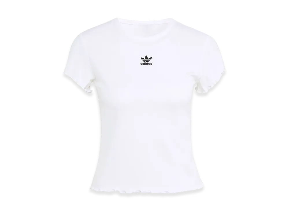 adidas Women's Essentials Scalloped Edge Baby Tee "White"