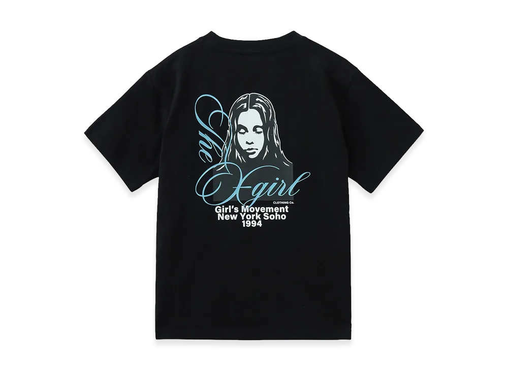 X-Girl Cursive Script Logo And Face S/S Tee "Black"