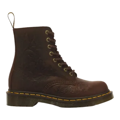 Dr.Martens 1460 Pascal Emboss Floral 8 Eye Boots "Dark Brown"