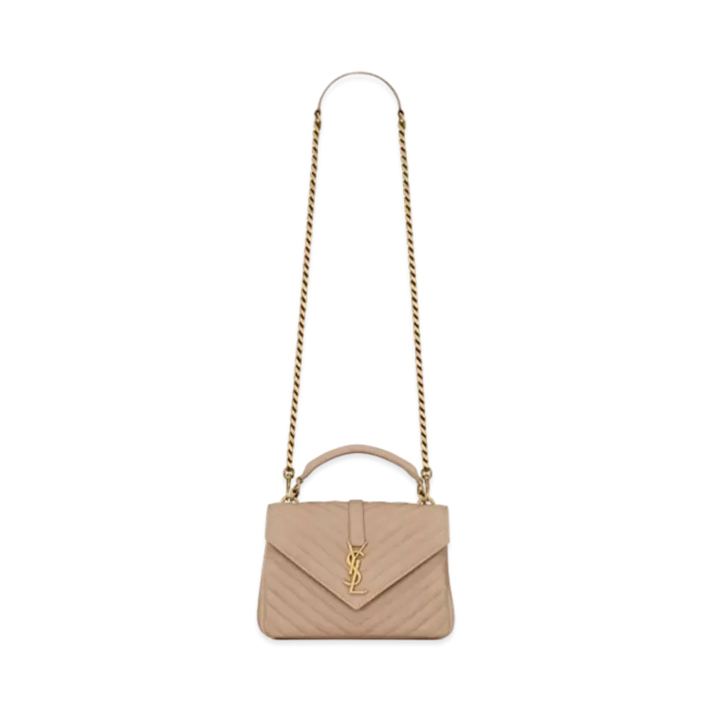 Saint Laurent College Medium In Quilted Leather "Dark Beige"