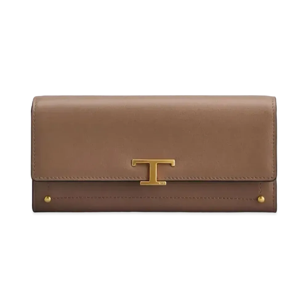 TOD'S T Timeless Wallet In Leather "Brown"