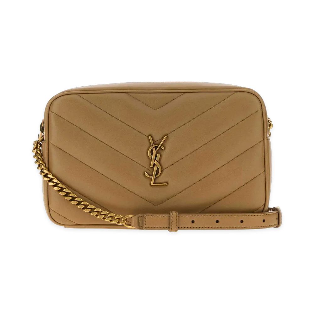 Saint Laurent Women's Leather Loulou Crossbody Bag "Beige/Camel"