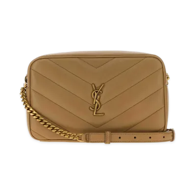 Saint Laurent Women's Leather Loulou Crossbody Bag "Beige/Camel"