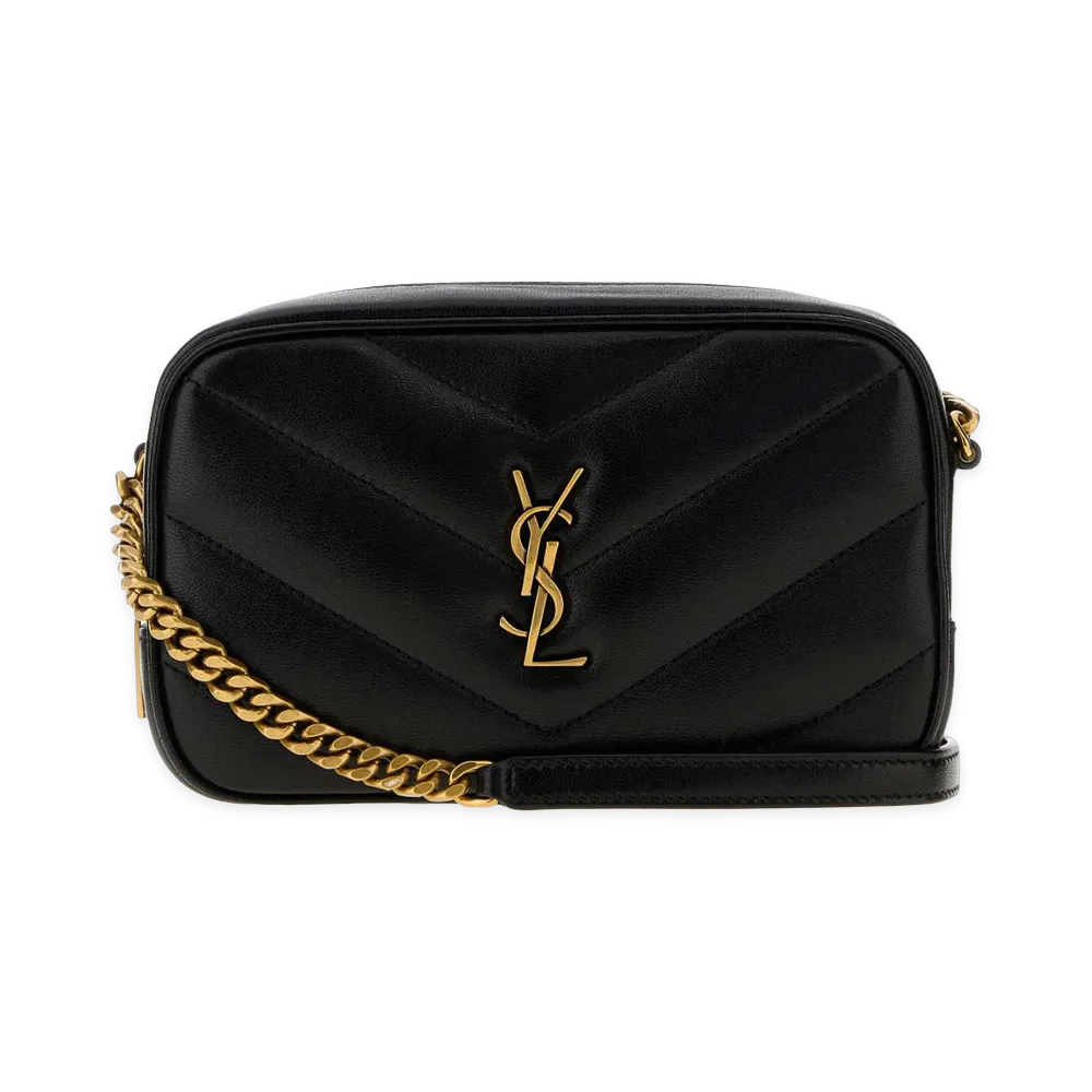 Saint Laurent Women's Leather Mini Loulou Crossbody Bag "Black"