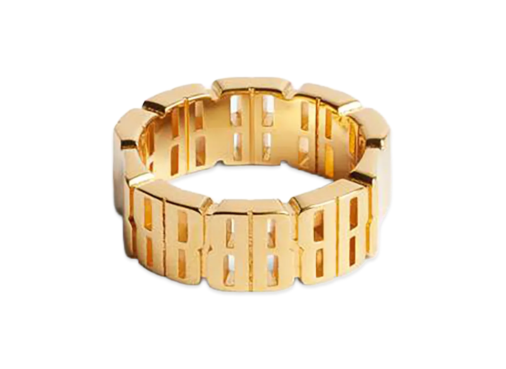 BALENCIAGA Women's Nano Mini Link Ring "Shiny Gold"
