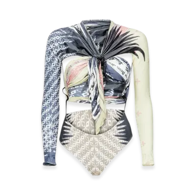 Diesel T-Exo Top With Draped Bandana Front "Black White"