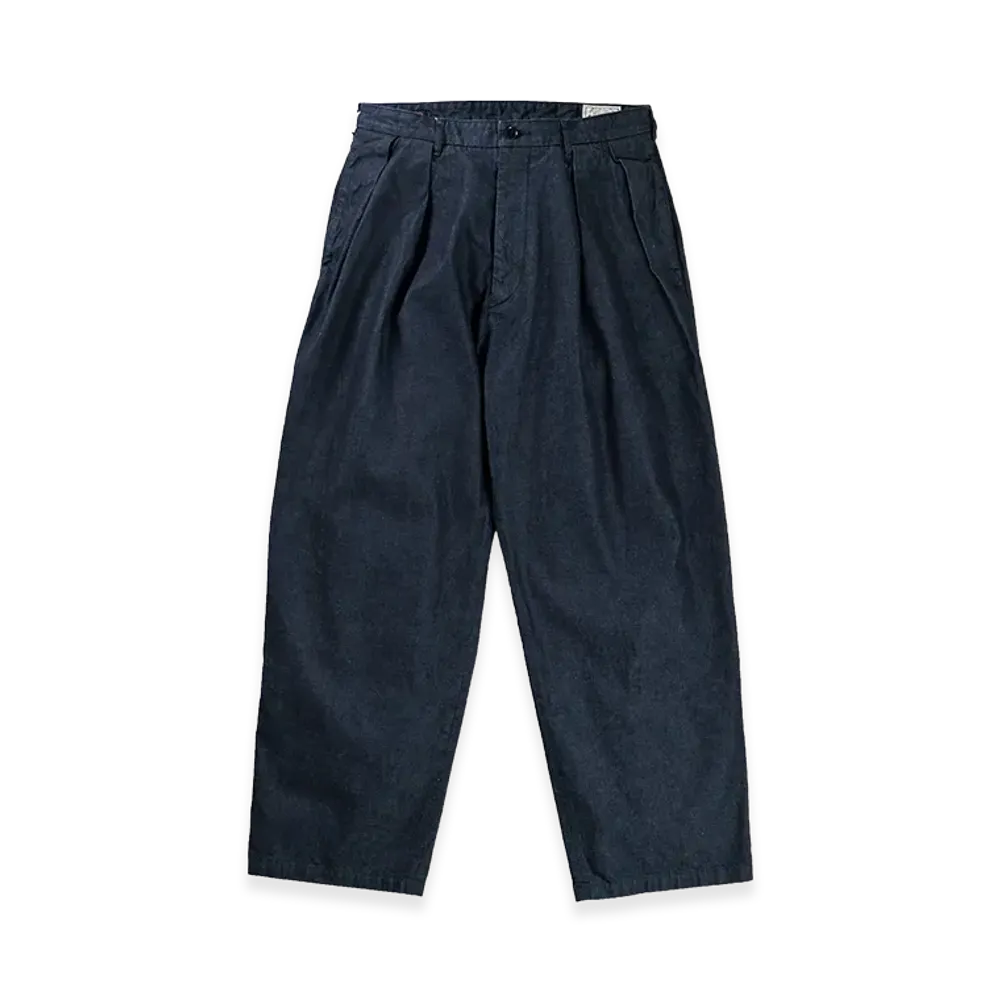 GDC x FULLCOUNT Big Denim Tuck Trousers "Indigo Blue"