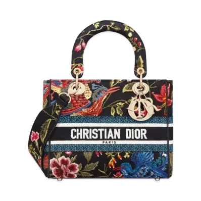 Dior Medium Lady D Lite Bag Bird Embroidery "Multicolor"
