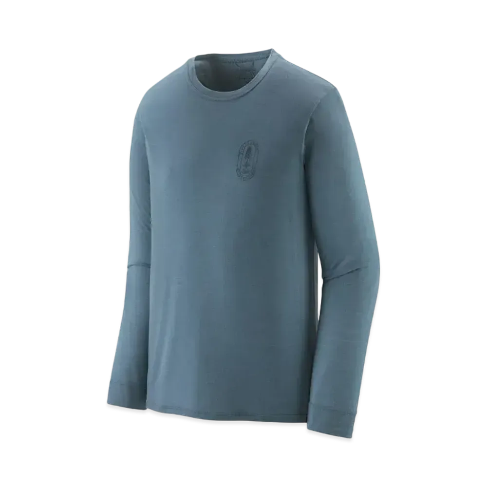 Patagonia Men's Longsleep Cap Cool Merino Graphic Shirt "Utility Blue"