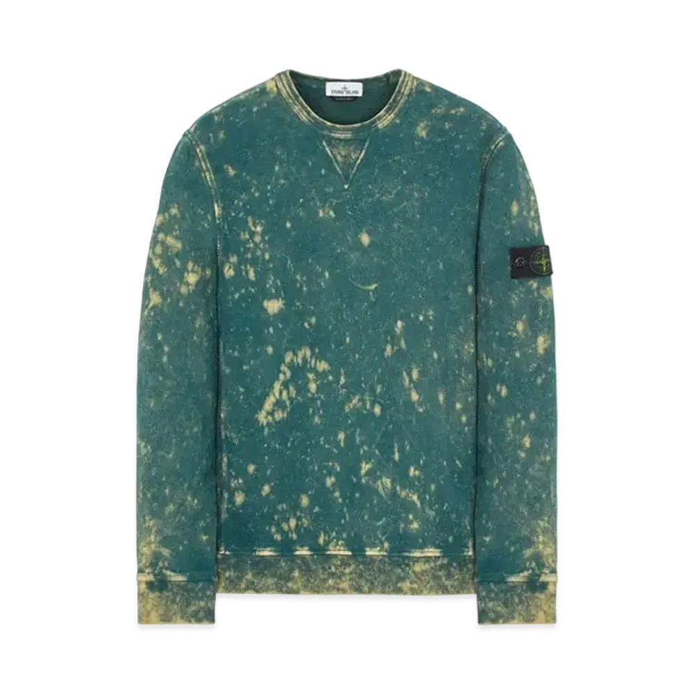 Stone Island 61538 COTTON FLEECE + OFF-DYE OVD TREATMENT "Sage Green"
