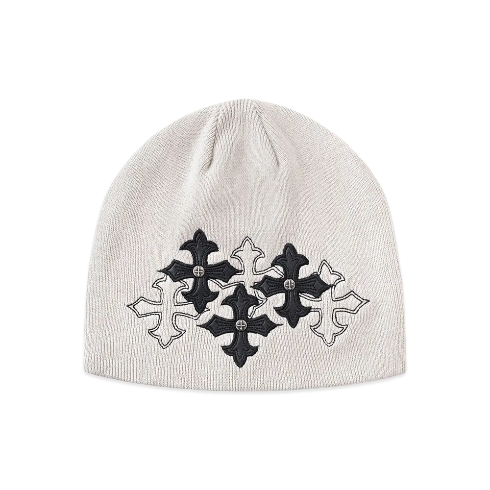 SUPPLIER Multiple Cross Leather Patch Beanie "Gray"