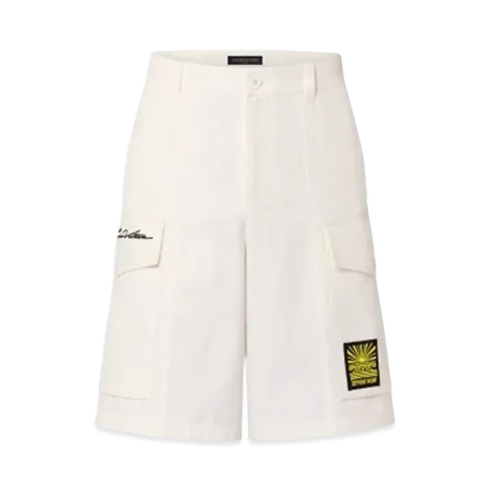 Louis Vuitton Embroidered Cotton Cargo Shorts "Blanc Lait"