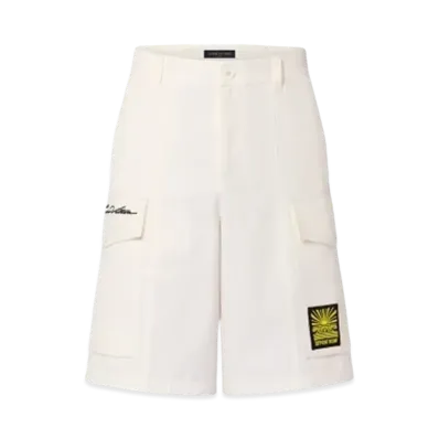 Louis Vuitton Embroidered Cotton Cargo Shorts "Blanc Lait"