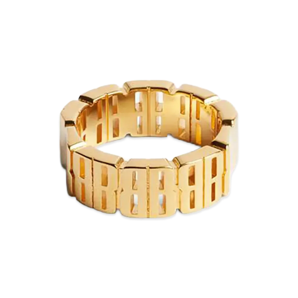 BALENCIAGA Women's Nano Mini Link Ring "Shiny Gold"