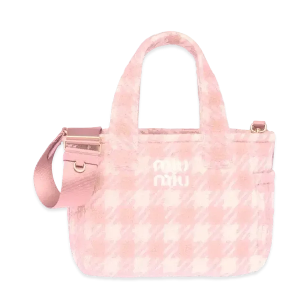 MIU MIU Terry Cloth Handbag "Pink/Ivory"