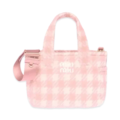 MIU MIU Terry Cloth Handbag "Pink/Ivory"