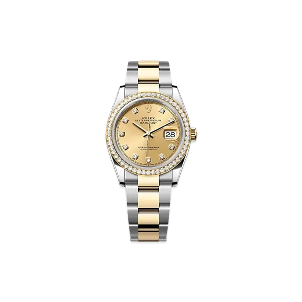 ROLEX Datejust 36mm Oystersteel & Yellow Gold Diamond 126283RBR "Champagne-colour"