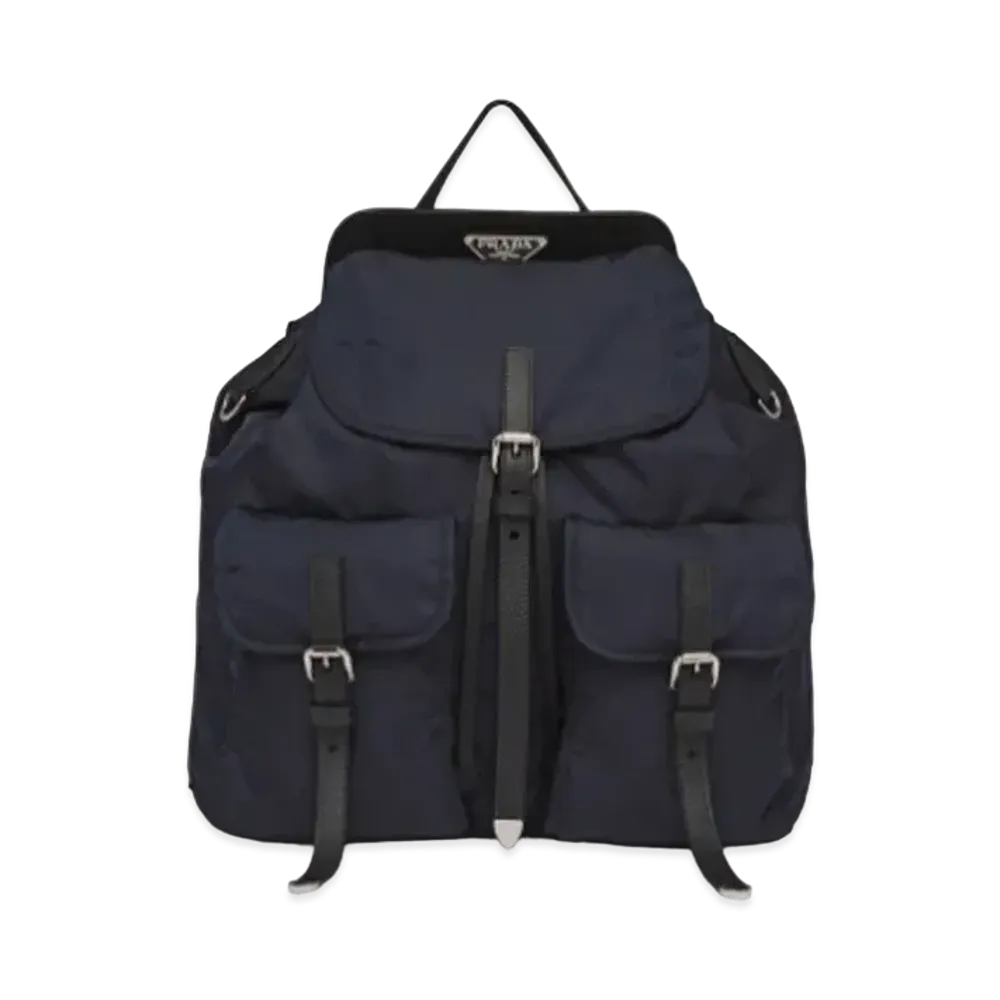 PRADA Nylon & Saffiano Leather Backpack "Navy/Black"