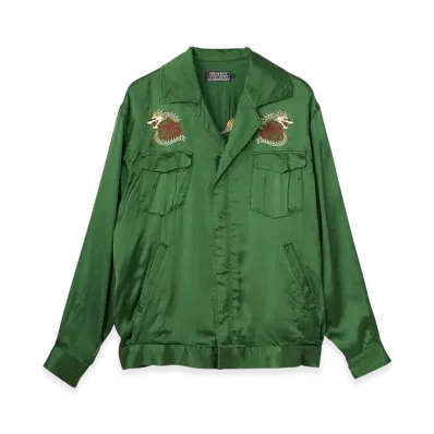 HYSTERIC GLAMOUR Dragon Flame Embroidery Souvenir Shirt "Green"
