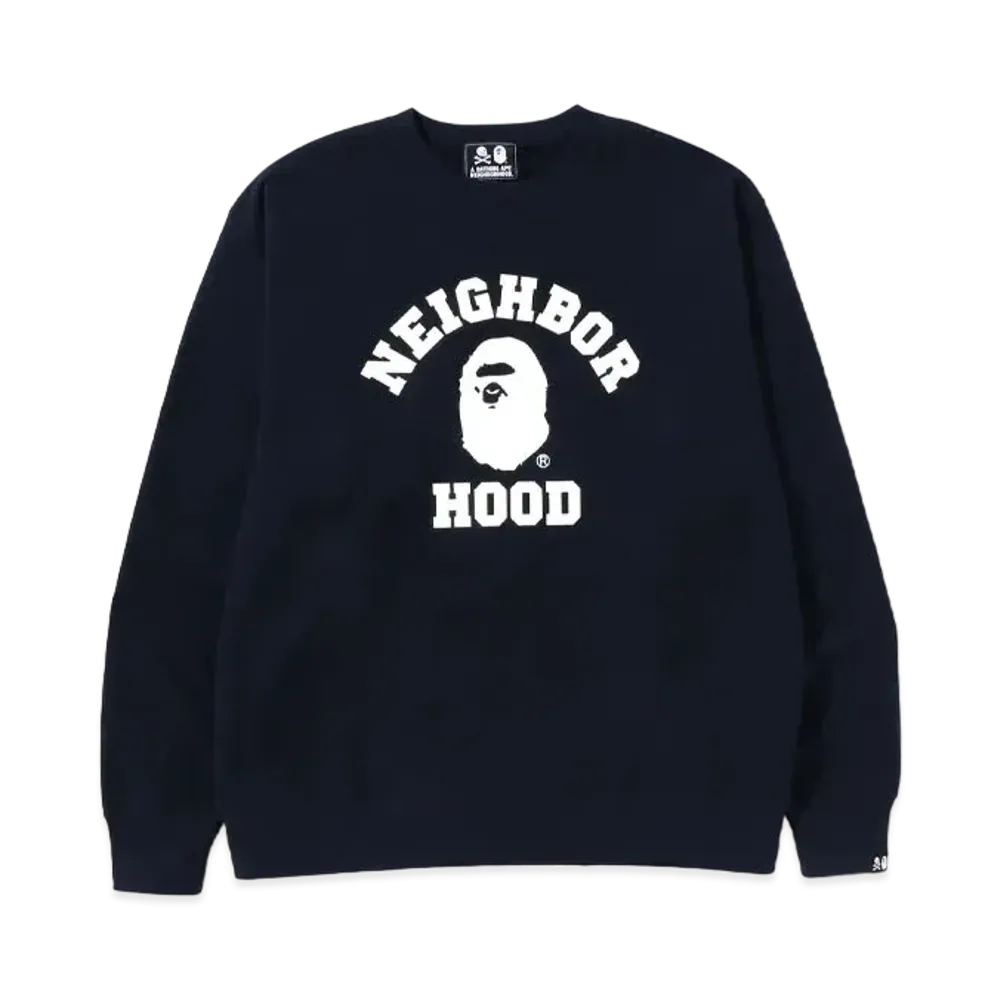 A BATHING APE x NEIGHBORHOOD Relaxed Fit Crewneck "Navy"