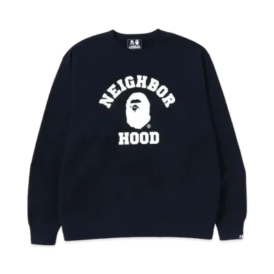 A BATHING APE x NEIGHBORHOOD Relaxed Fit Crewneck "Navy"