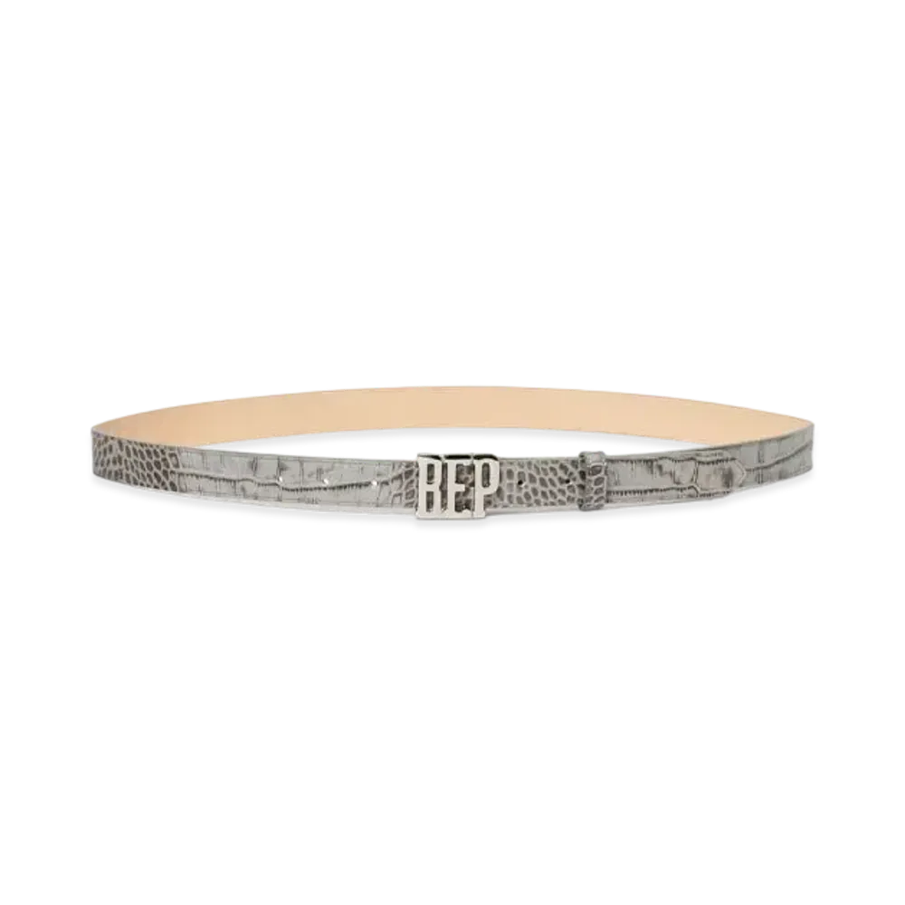 Blackeyepatch Crocodile Embossed Letters Belt Mini "Gray"