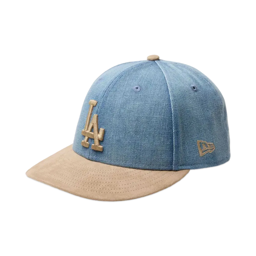 NEW ERA LP 59Fifty MLB Denim 2-Tone Los Angeles Dodgers Suede Visor "Washed Denim/Khaki"